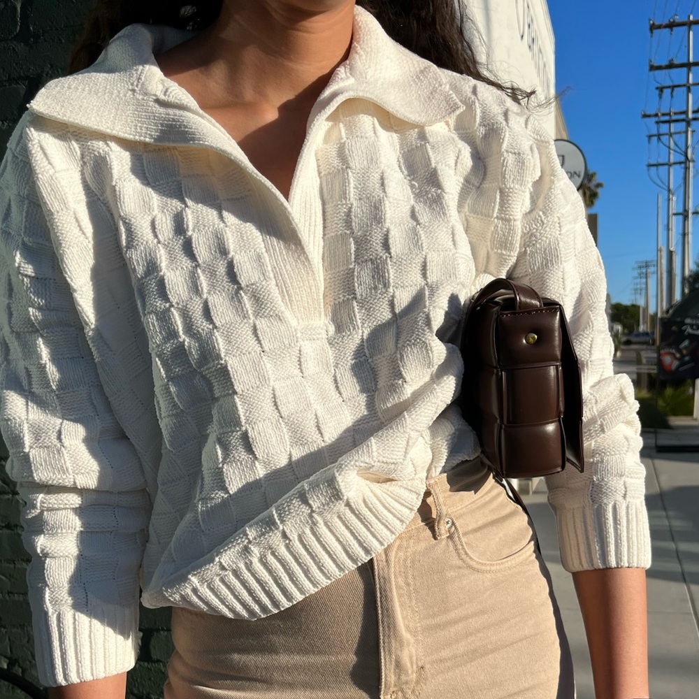 Abercrombie & Fitch Cream Textured Cardigan